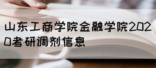 山东工商学院金融学院2020考研调剂信息