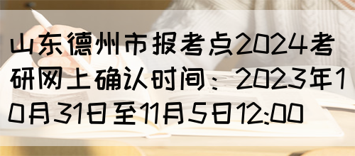 山东德州市报考点2024考研网上确认时间：2023年10月31日至11月5日12:00