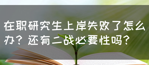 在职研究生上岸失败了怎么办？还有二战必要性吗？