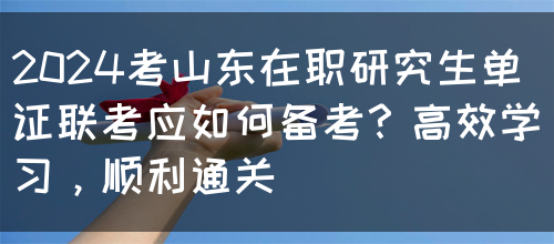 2024考山东在职研究生单证联考应如何备考？高效学习，顺利通关