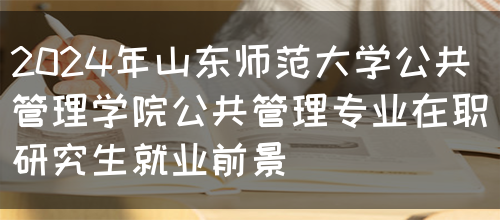 2024年山东师范大学公共管理学院公共管理专业在职研究生就业前景(图1)