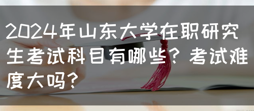 2024年山东大学在职研究生考试科目有哪些？考试难度大吗？