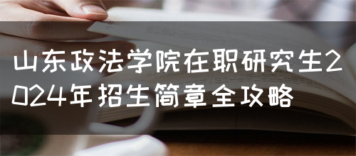 山东政法学院在职研究生2024年招生简章全攻略