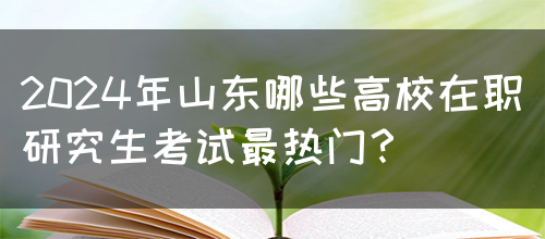 2024年山东哪些高校在职研究生考试最热门？