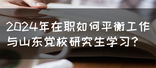 2024年在职如何平衡工作与山东党校研究生学习？