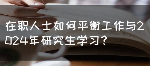 在职人士如何平衡工作与2024年研究生学习？