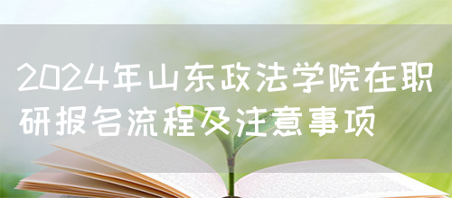 2024年山东政法学院在职研报名流程及注意事项